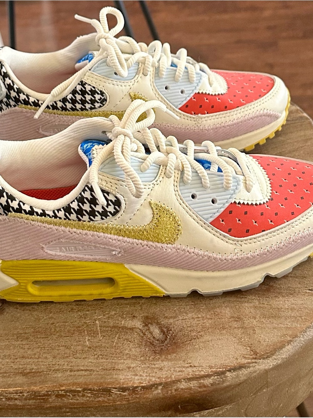 Nike Women’s Coral Pink & Yellow Mixed-Print Air Max Style Sneakers